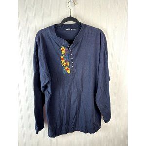 Disney Winnie the‎ Pooh Long sleeve Henley Shirt Navy blue Vintage